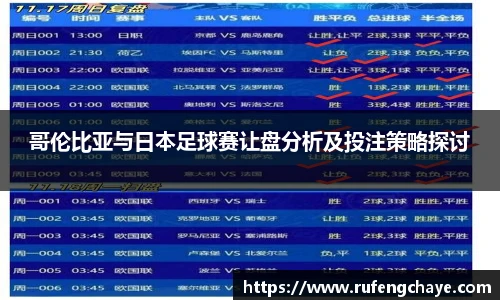 哥伦比亚与日本足球赛让盘分析及投注策略探讨